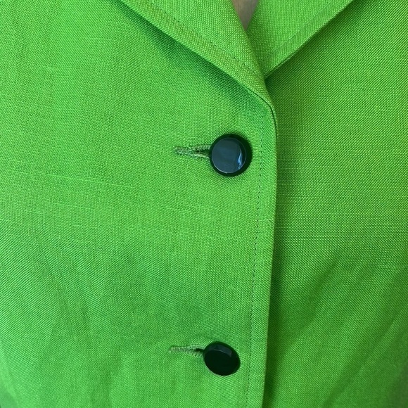 NWT Rafaella Lime Green Linen Blend Shoulder Pad Jacket Size 8 - Picture 2 of 7